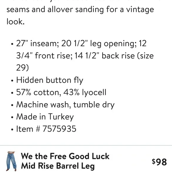 WE THE FREE barrel jeans - Picture 8 of 9